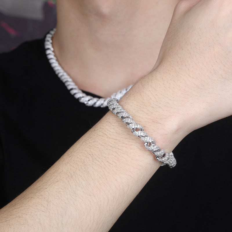 10mm Iced Out Cubic Zircon Cuban Link Bracelet