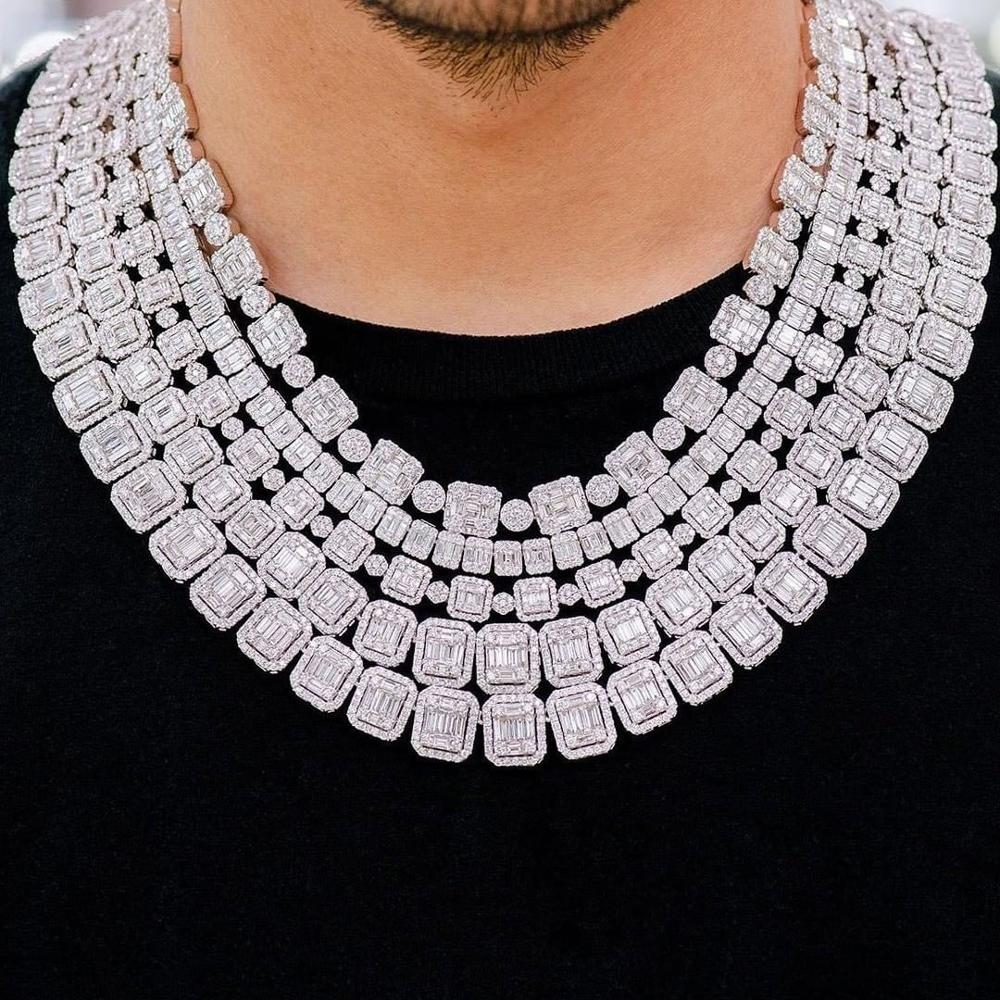 12mm Baguette & Round Necklace