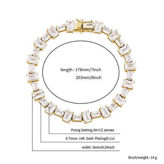 6MM Pink Baguette Tennis Chain Bracelet