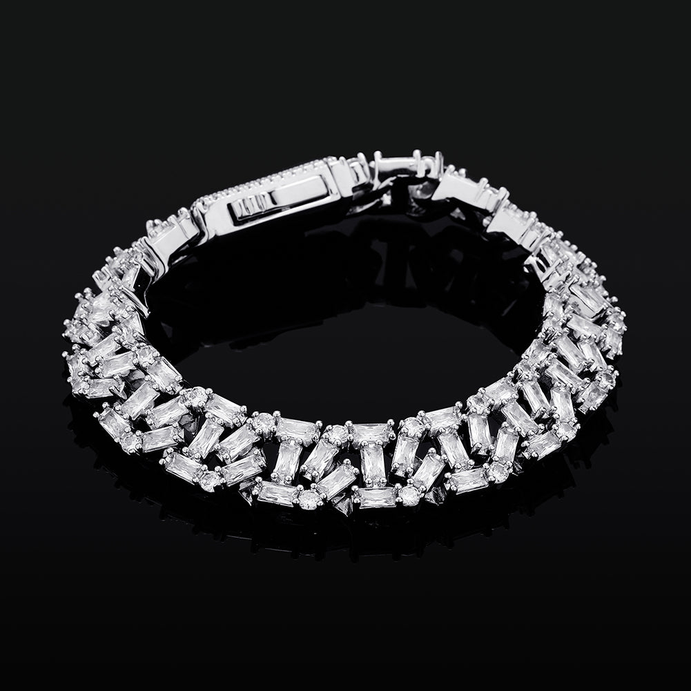 12mm Baguette Chain Link Bracelet
