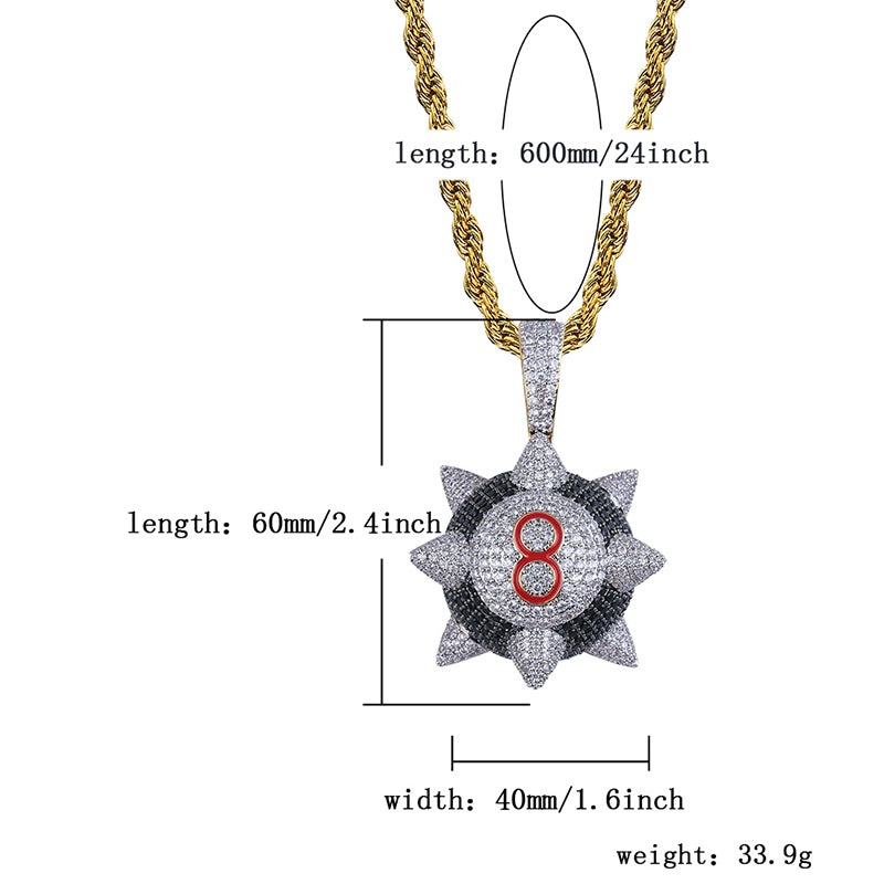 Spike 8-ball Billiard Necklace