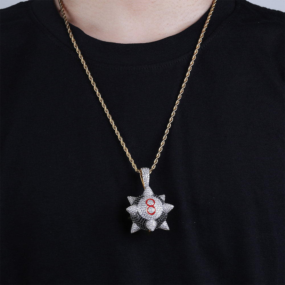 Spike 8-ball Billiard Necklace