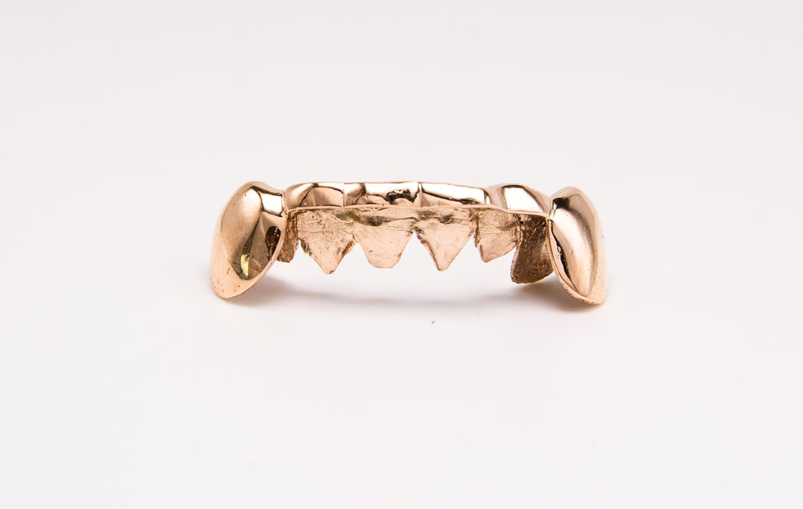 The Bridge - Rose Gold 2 Teeth Cap, 6 Tooth Bridge
