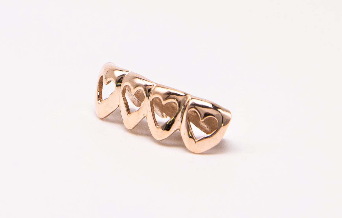 The Hopeless Romantic - Rose Gold 4 Teeth Heart Cutout