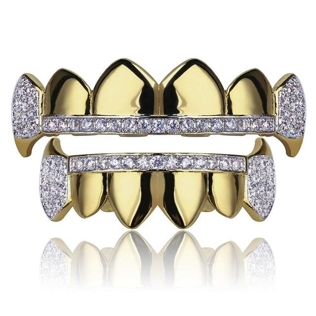 6 Tooth Micro Pave Cubic Zirconia Grillz Tips and Vampire Fangs