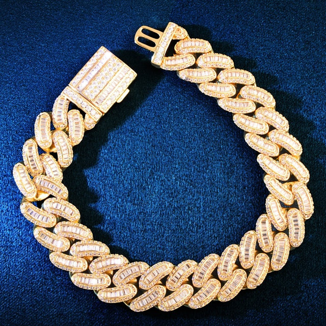 13mm Baguette Miami Cuban Chain Bracelet