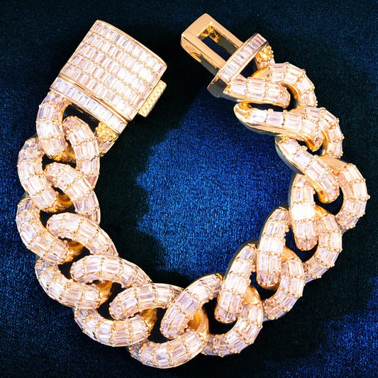 21mm Baguette Miami Cuban Bracelet