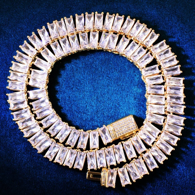 9MM Ice Out Baguette Chain Necklace