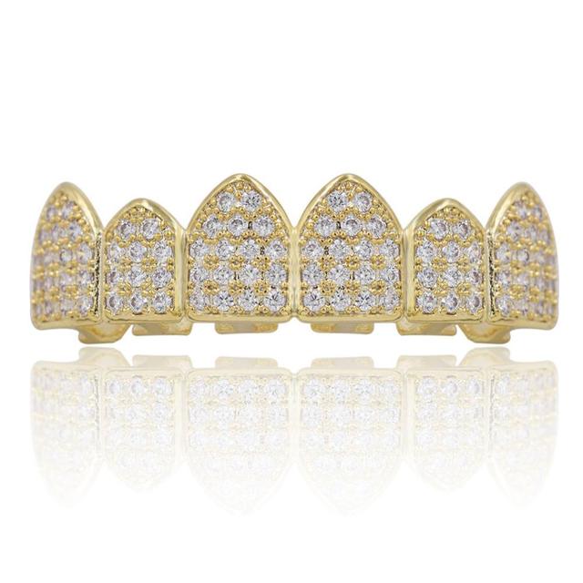 6 Top & 6 Bottom Micro Pave Cz Stones Teeth Grills Set