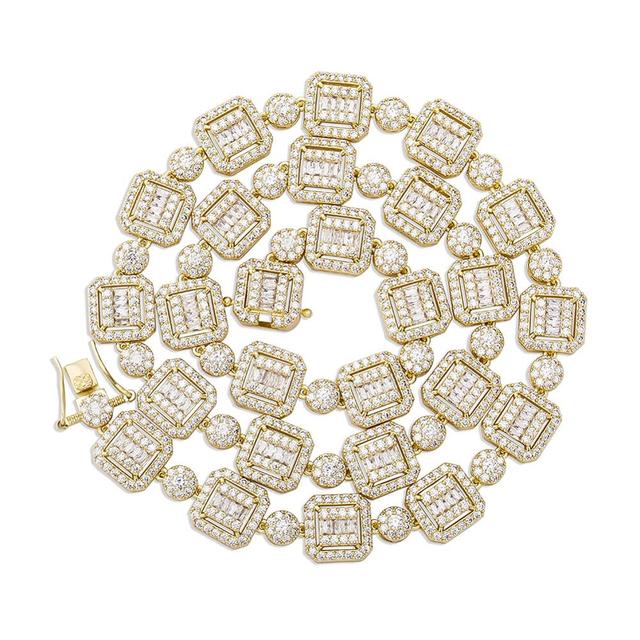 12mm Baguette & Round Necklace