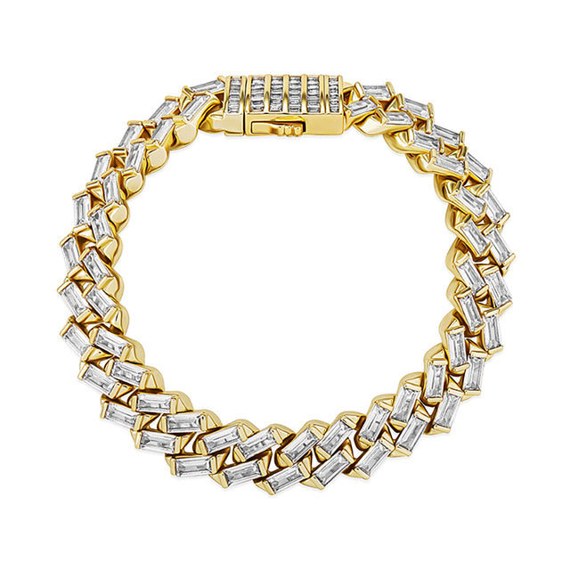12MM Baguette Channel Set Cuban Bracelet