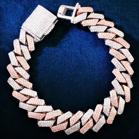 19MM Two Tone Miami Cuban Chain Bracelet