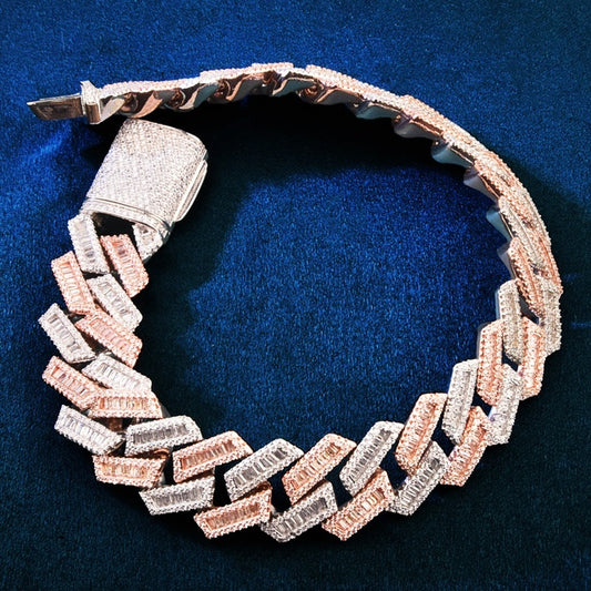 17MM Two Tone Baguette Bracelet