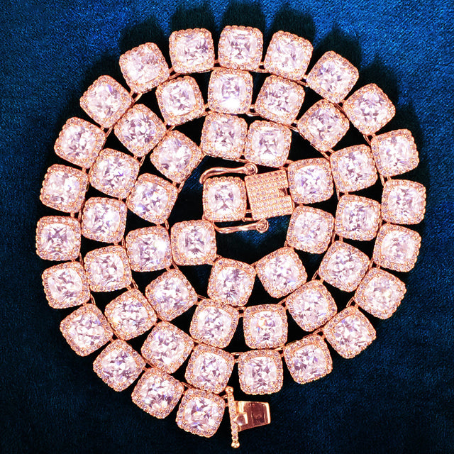 10mm Square Clustered Chain Necklace