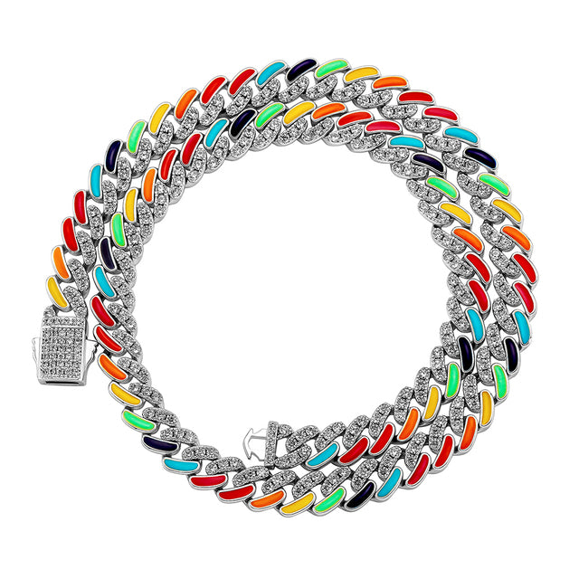 9mm Colorful Dripping Oil Cuban Prong Chain