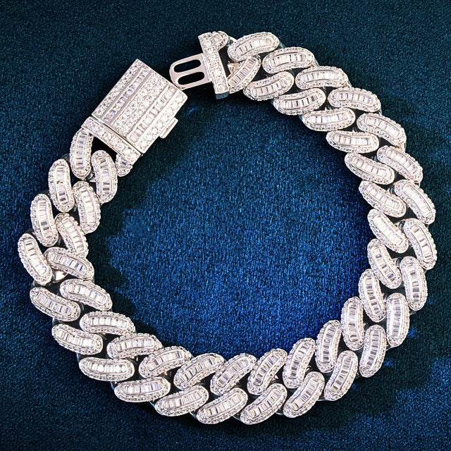 13mm Baguette Miami Cuban Chain Bracelet