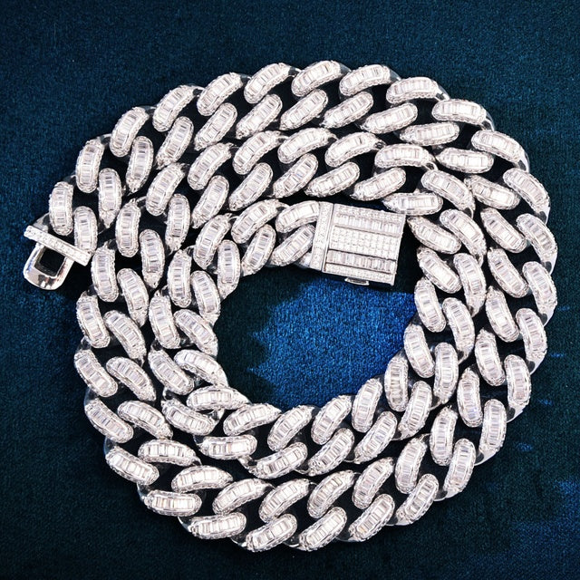 13mm Baguette Miami Cuban Chain Necklace