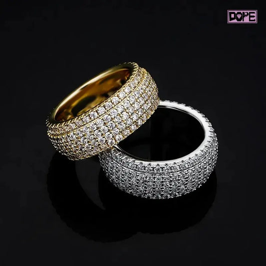 Hip Hop Moissanite Ring Men S925 Silver Gold Plated Hand Setting VVS Eternity Moissanite Ring