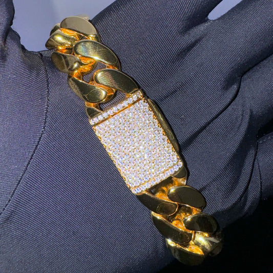 New Stylehip Hop Bling Iced Out 925 Sterling Silver Vvs Moissanite Mens Cuban Link Hand Chain Bangle Bracelet