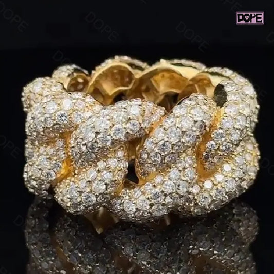 Hip Hop Rings VVS Moissanite Iced Out 925 Sterling Silver Gold Plated Bling Miami Cuban Link Moissanite Ring
