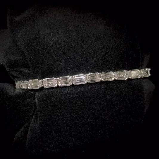 Moissanite Tennis Chain VVS Emerald Moissanite Iced Out Hiphop Bracelet 925 Silver Dazzling Tennis Bracelet
