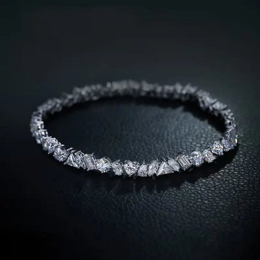Different Shape Iced Out Hiphop 4mm Engagement Wedding Bracelet 18K White Gold Dazzling Moissanite Bracelet