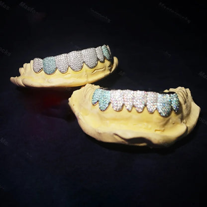 Buss Down Hiphop Jewelry 925 Sterling Silver Custom Diamond Grillz for Teeth Iced Out VVS Blue Moissanite Grillz