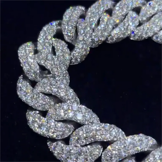 13MM VVS Moissanite Diamond 2 Rows Cuban Bracelet 925 Sterling Silver Hiphop Iced Out Moissanite Cuban Bracelet