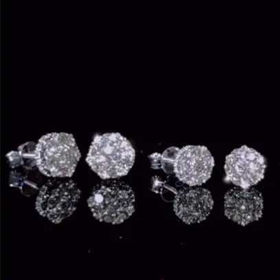 Popular Earrings Hiphop Iced Out Cluster Crown Stud Earring 925 Sterling Silver VVS Moissanite Earrings