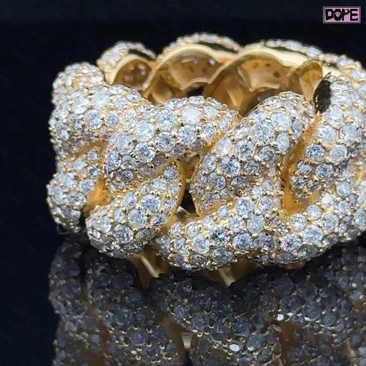Hip Hop Rings VVS Moissanite Iced Out 925 Sterling Silver Gold Plated Bling Miami Cuban Link Moissanite Ring