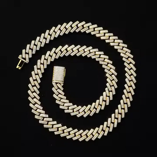 12mm Cuban Chain 925 Sterling Silver Iced Out VVS Diamond Moissanite Cuban Chain