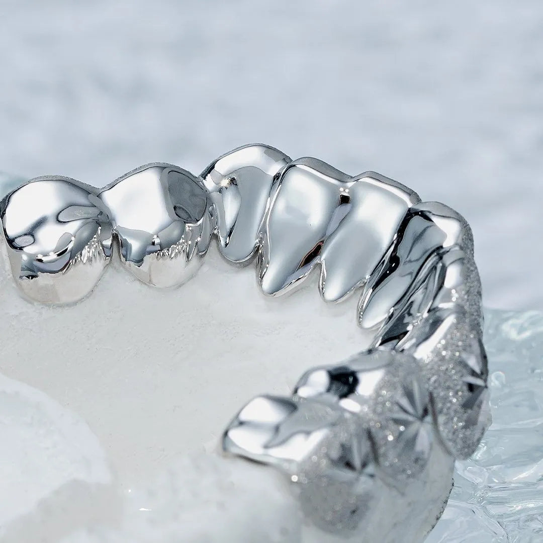 Dope Jewelry Custom Grillz 925 Sterling Silver Grillz for Teeth Hiphop Men Diamond Dust Iced Out Grillz