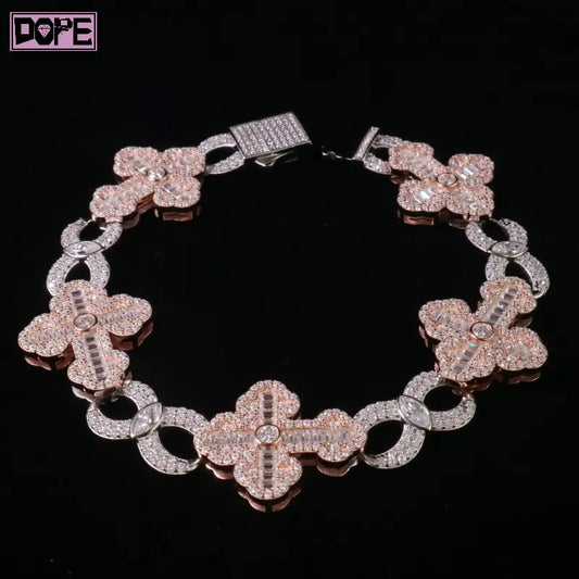Hip Hop Vvs Iced Out Moissanite Cuban Bracelet 925 Sterling Silver Custom Moissanite Bracelet