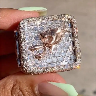 VVS Iced Out Hiphop Baguette Fully Custom Championship Ring 925 Sterling Silver Buss Down Moissanite Ring