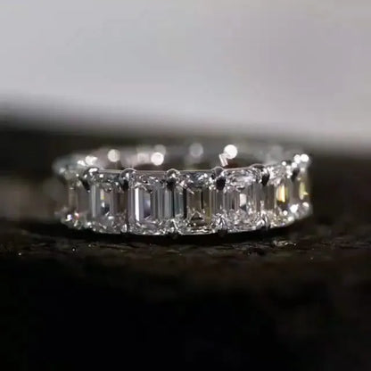 Popular Engagement Rings Men VVS Emerald Cut Eternity Timeless 925 Silver Custom Moissanite Rings