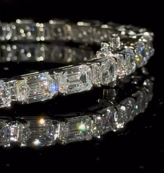 Moissanite Tennis Chain VVS Emerald Moissanite Iced Out Hiphop Bracelet 925 Silver Dazzling Tennis Bracelet
