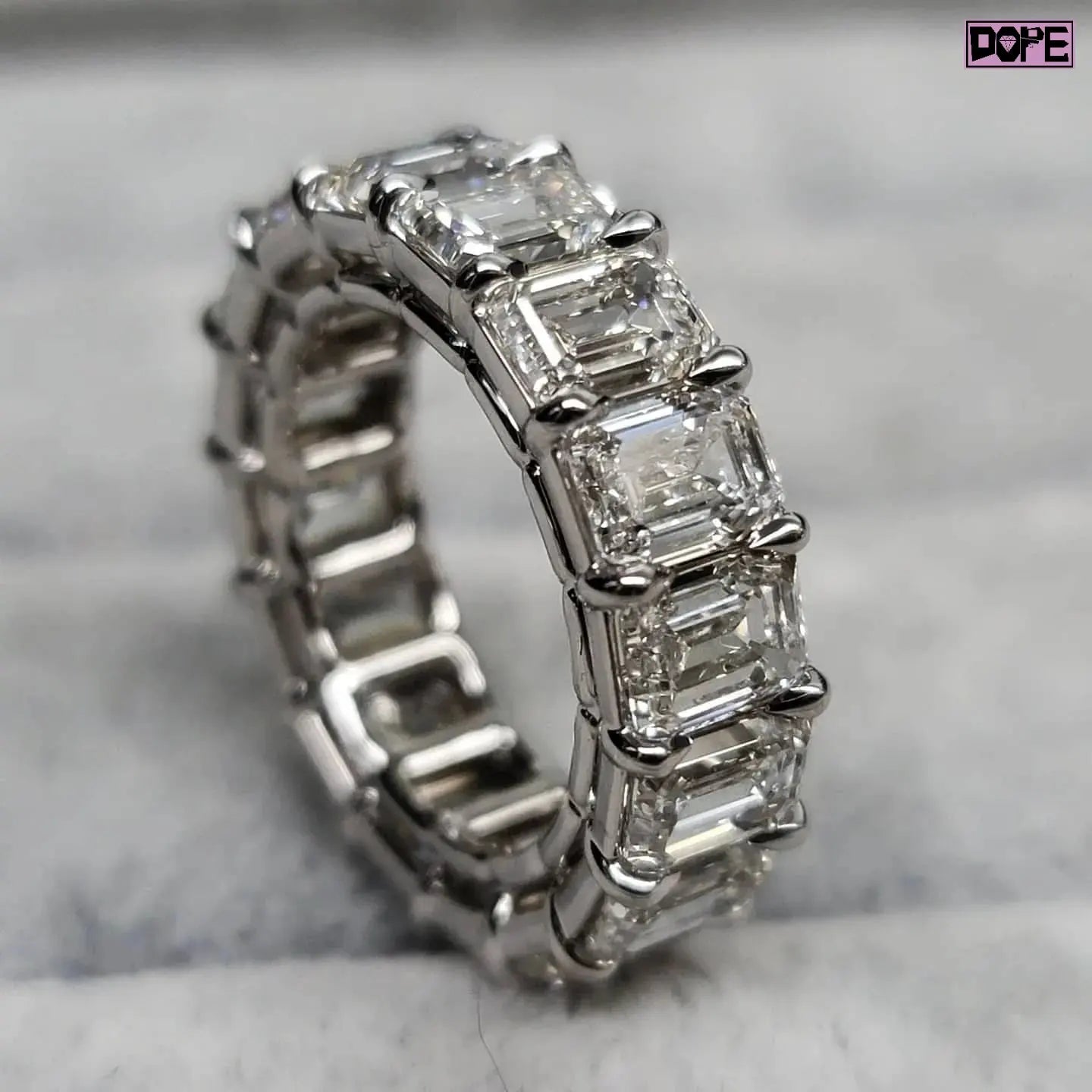 Popular Engagement Rings Men VVS Emerald Cut Eternity Timeless 925 Silver Custom Moissanite Rings