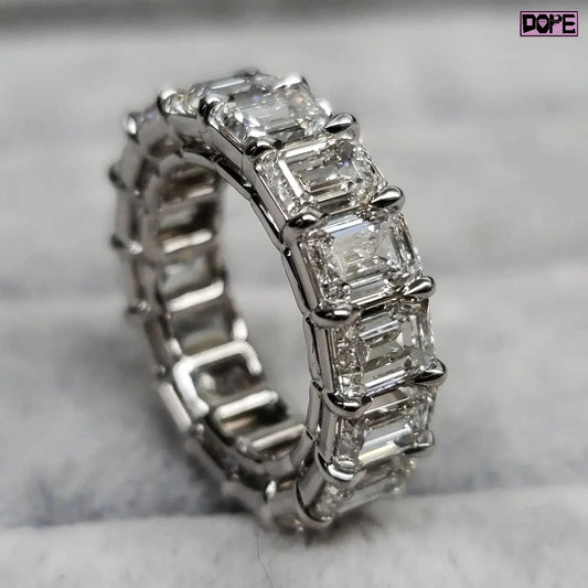 Popular Engagement Rings Men VVS Emerald Cut Eternity Timeless 925 Silver Custom Moissanite Rings