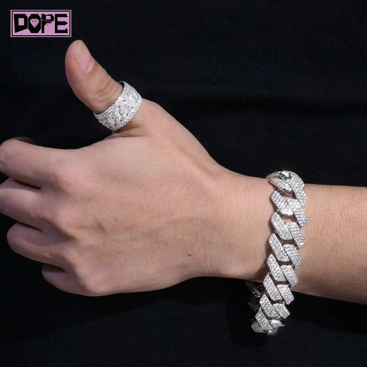 Hip Hop Vvs Iced Out Moissanite Cuban Bracelet 925 Sterling Silver Custom Moissanite Bracelet