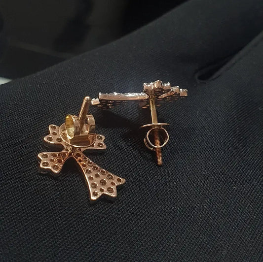 VVS Hiphop Iced Out Unisex Cross Earring 14K Gold Sparkling Moissanite Earrings