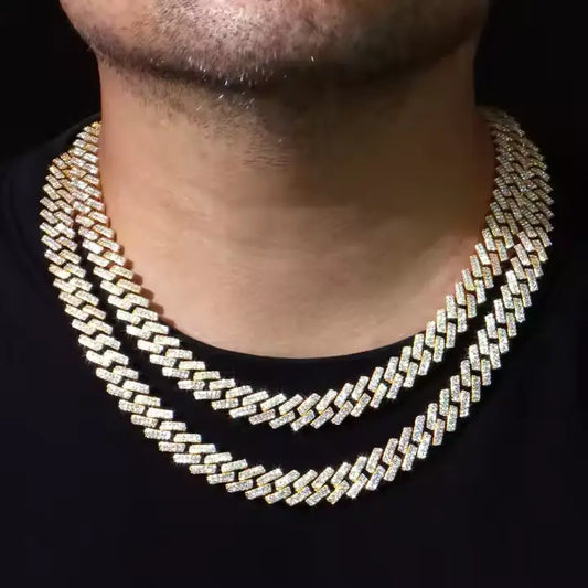 12mm Cuban Chain 925 Sterling Silver Iced Out VVS Diamond Moissanite Cuban Chain