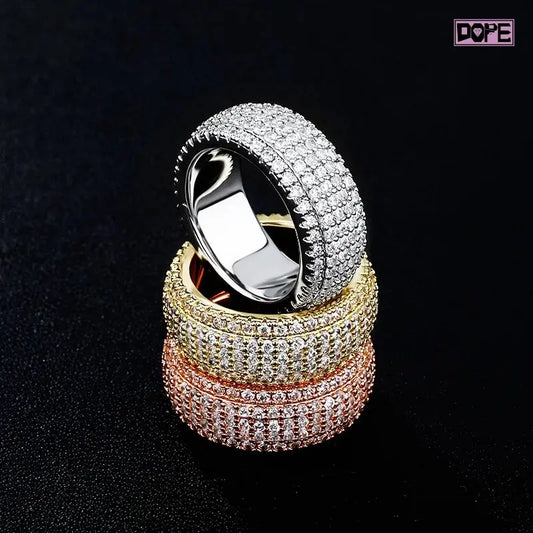 Hip Hop Moissanite Ring Men S925 Silver Gold Plated Hand Setting VVS Eternity Moissanite Ring
