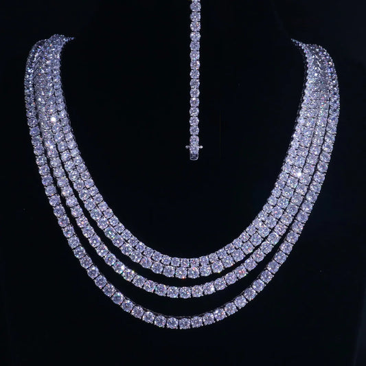 925 Silver Hiphop Jewelry Vvs Iced Out Moissanite Tennis Chain
