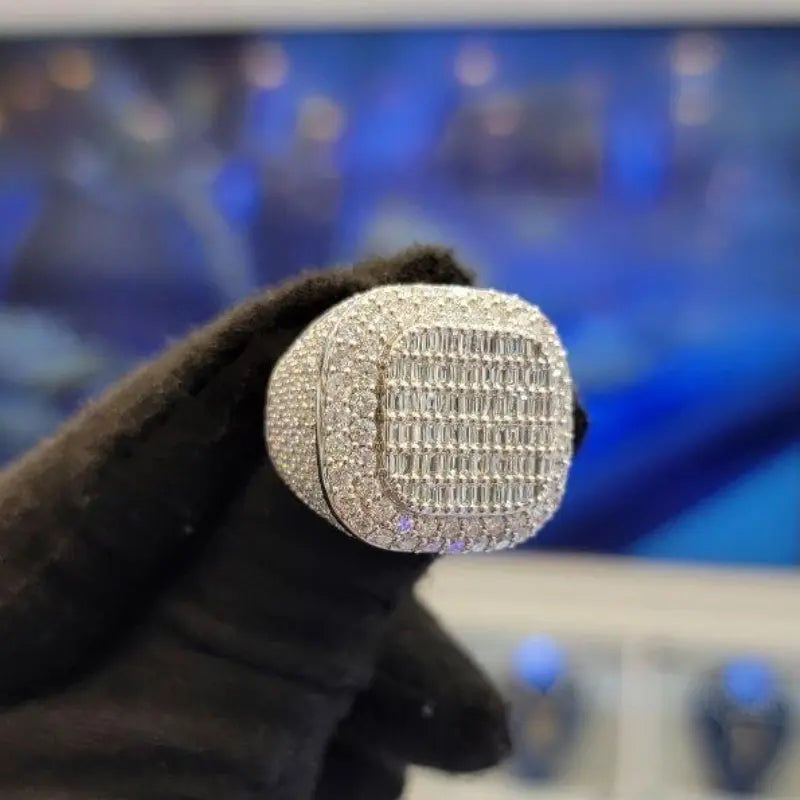 VVS Iced Out Hiphop Baguette Fully Custom Championship Ring 925 Sterling Silver Buss Down Moissanite Ring
