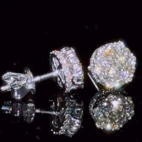 Popular Earrings Hiphop Iced Out Cluster Crown Stud Earring 925 Sterling Silver VVS Moissanite Earrings