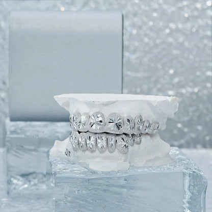 Dope Jewelry Custom Grillz 925 Sterling Silver Grillz for Teeth Hiphop Men Diamond Dust Iced Out Grillz