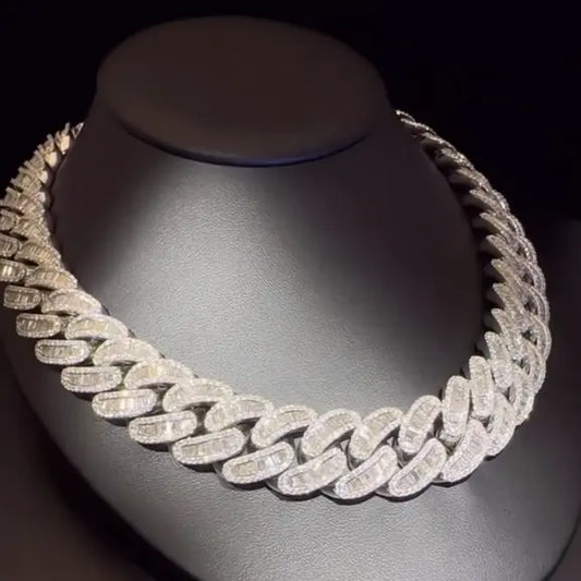 20MM Moissanite Cuban Link Chain Hiphop Jewelry 925 Silver VVS Iced Out Moissanite Cuban Chain