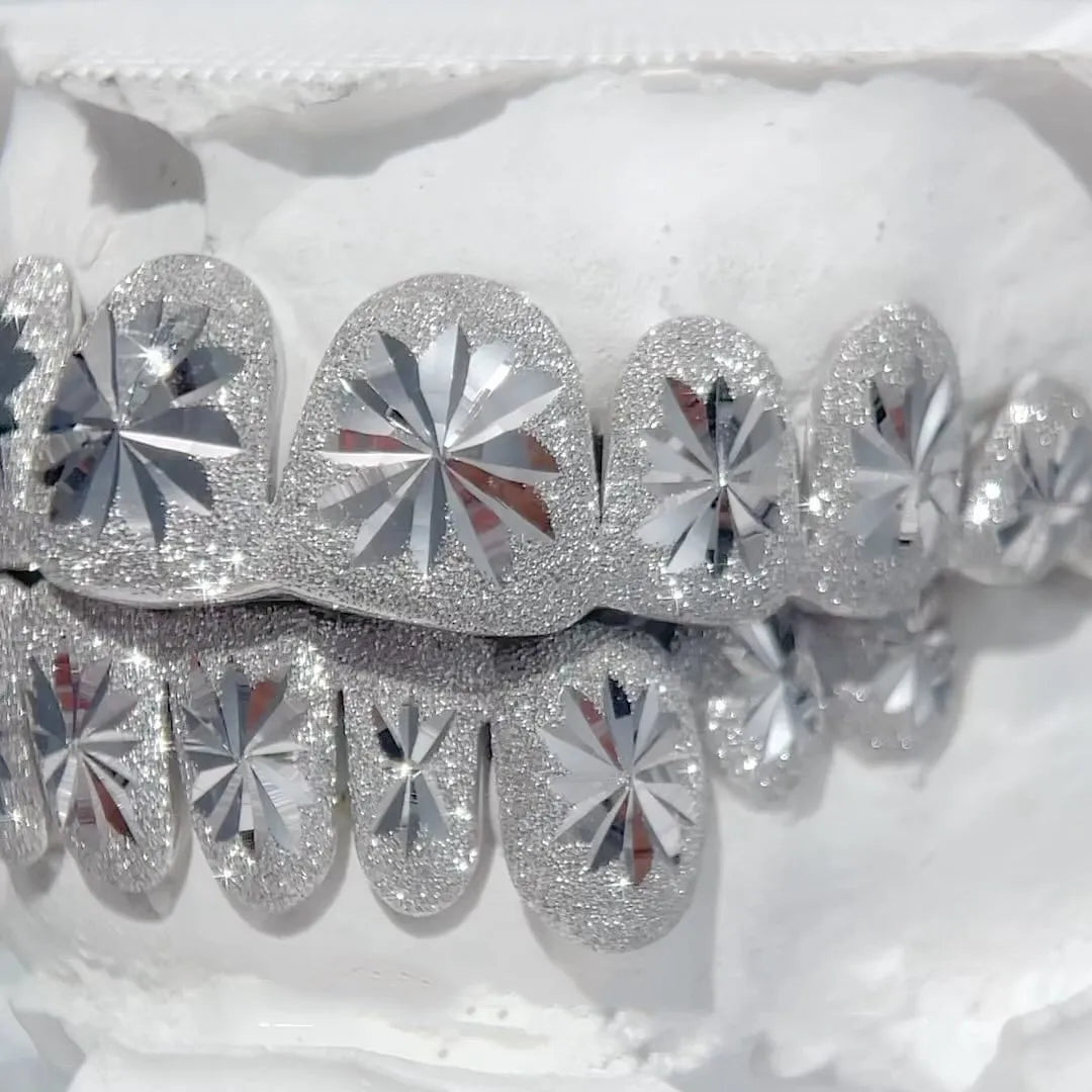 Dope Jewelry Custom Grillz 925 Sterling Silver Grillz for Teeth Hiphop Men Diamond Dust Iced Out Grillz