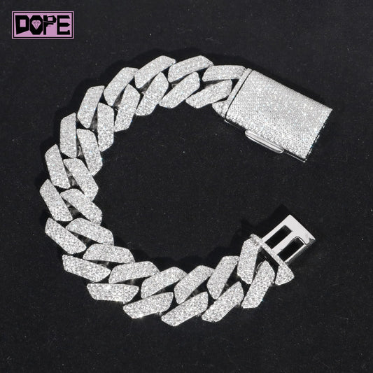 Hip Hop Vvs Iced Out Moissanite Cuban Bracelet 925 Sterling Silver Custom Moissanite Bracelet