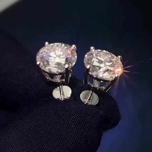 Moissanite Stud Earrings Hiphop 925 Silver VVS Iced Out Moissanite Earrings